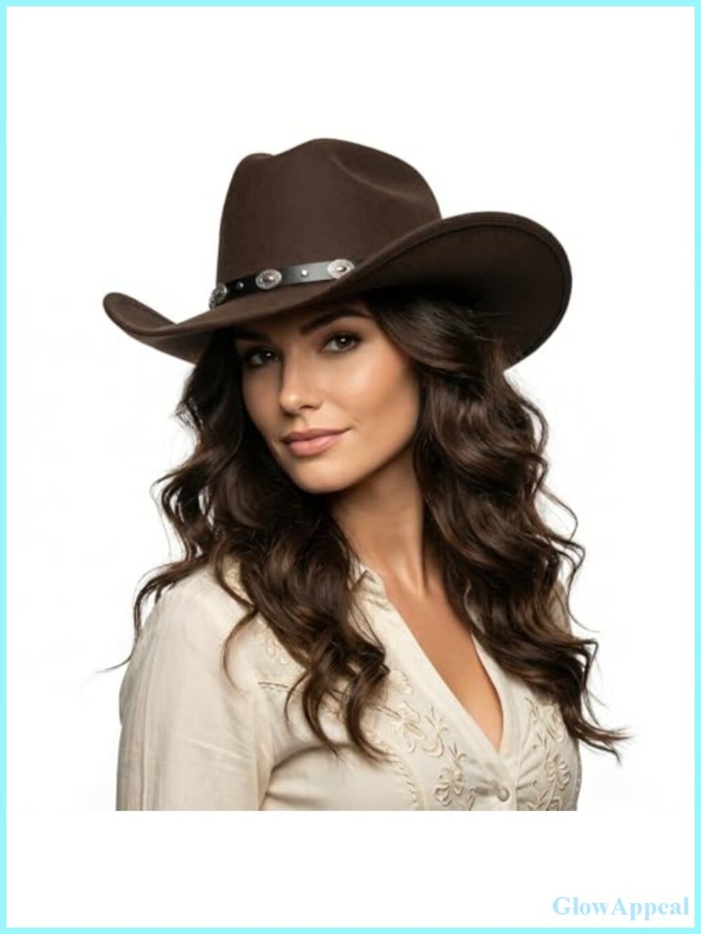 Shapable Wide Brim Felt Cowboy Hat with 2 Interchangeable Bands